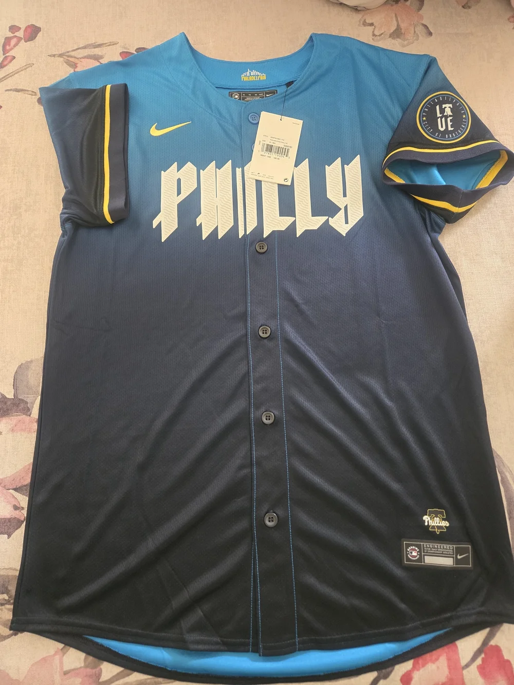 Nike Philly Blue Gradient Baseball Jersey
